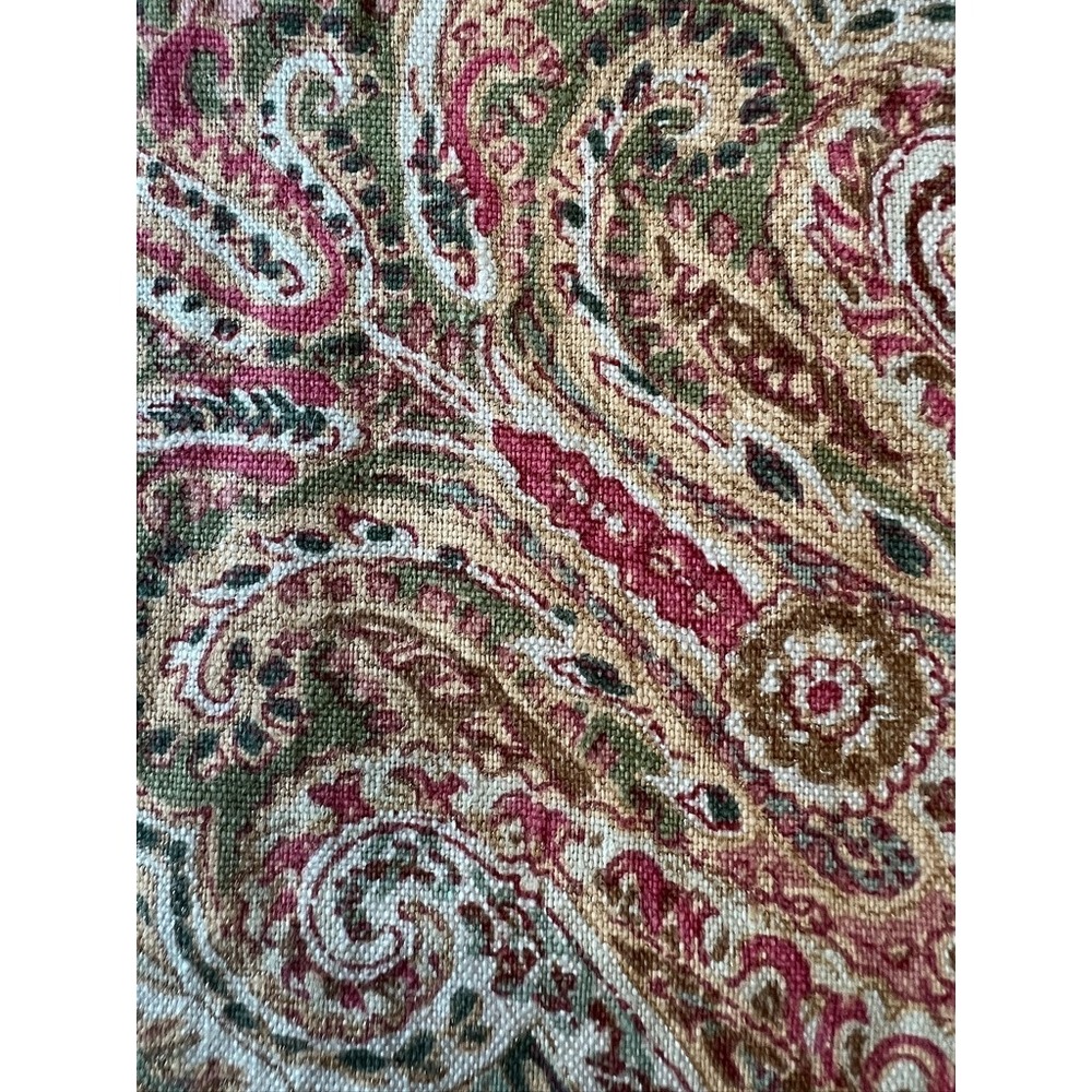 Fabric - RARE Vintage Printed Indienne Paisley Linen Home Decor Shy of Two Yards